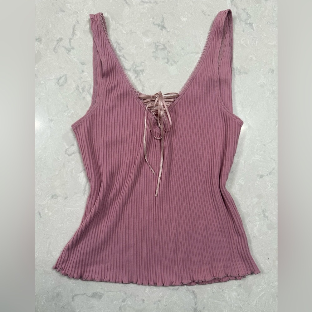 Victorias Secret Y2k Ribbed Ribbon Cami